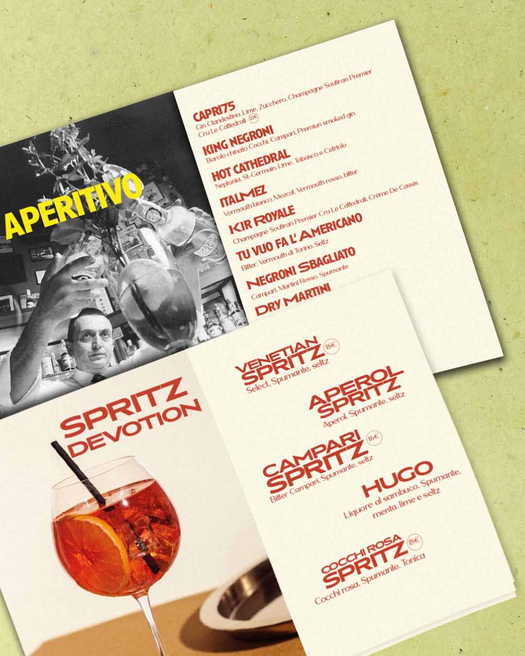 pubblcità e comunicazione ristorante italiano in spagna - menù bar