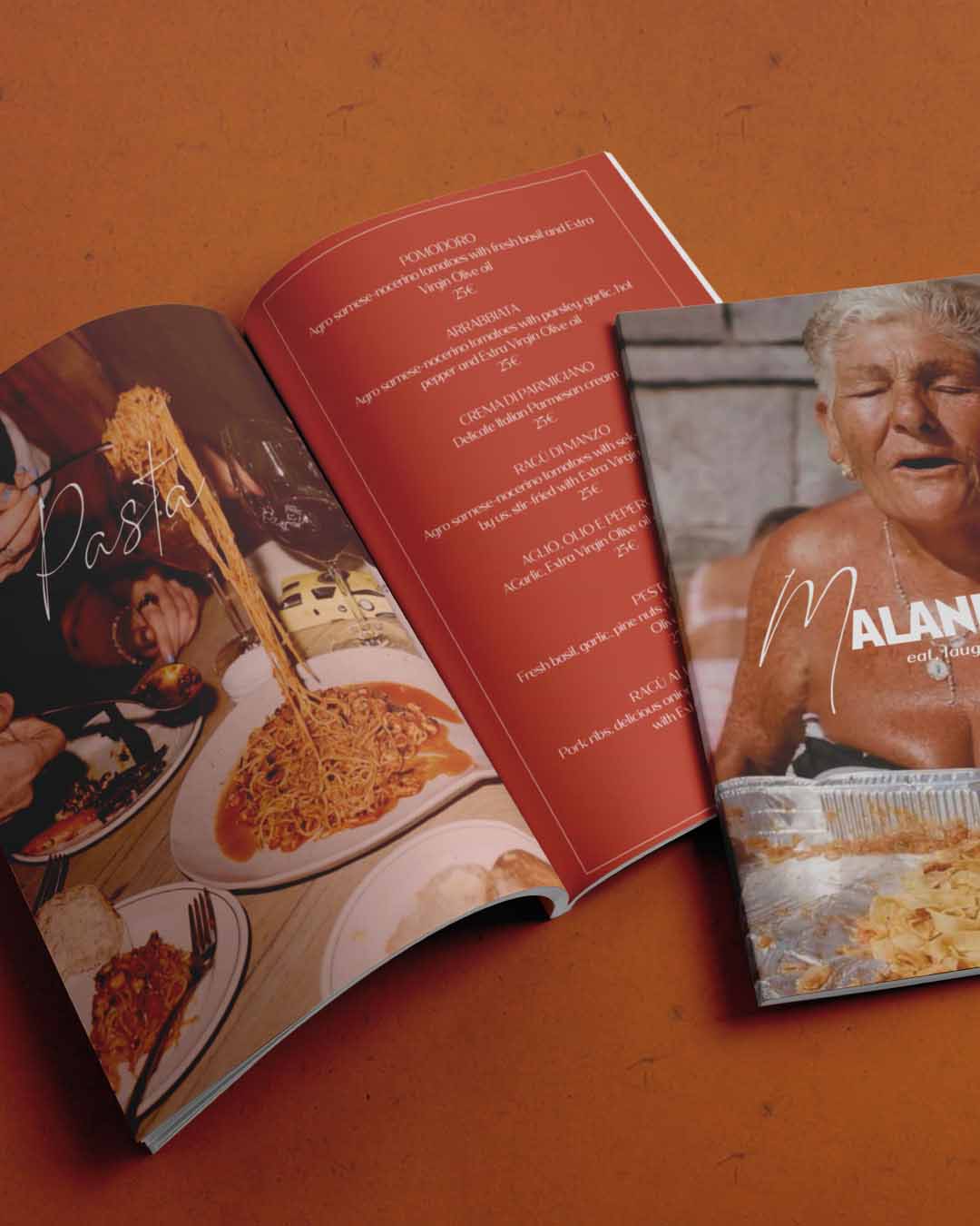 menu e pubblcità e comunicazione ristorante italiano in spagna