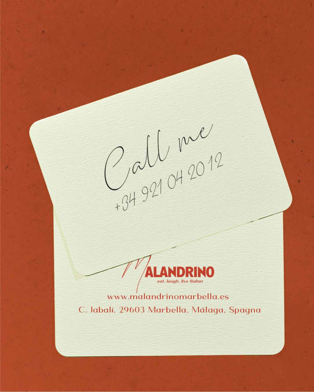 bigliettini da visita e pubblcità e comunicazione ristorante italiano in spagna